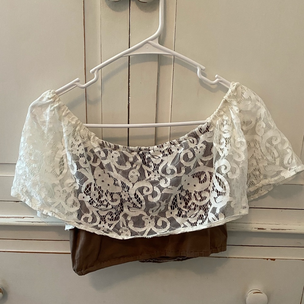 Off the shoulder lace crop top